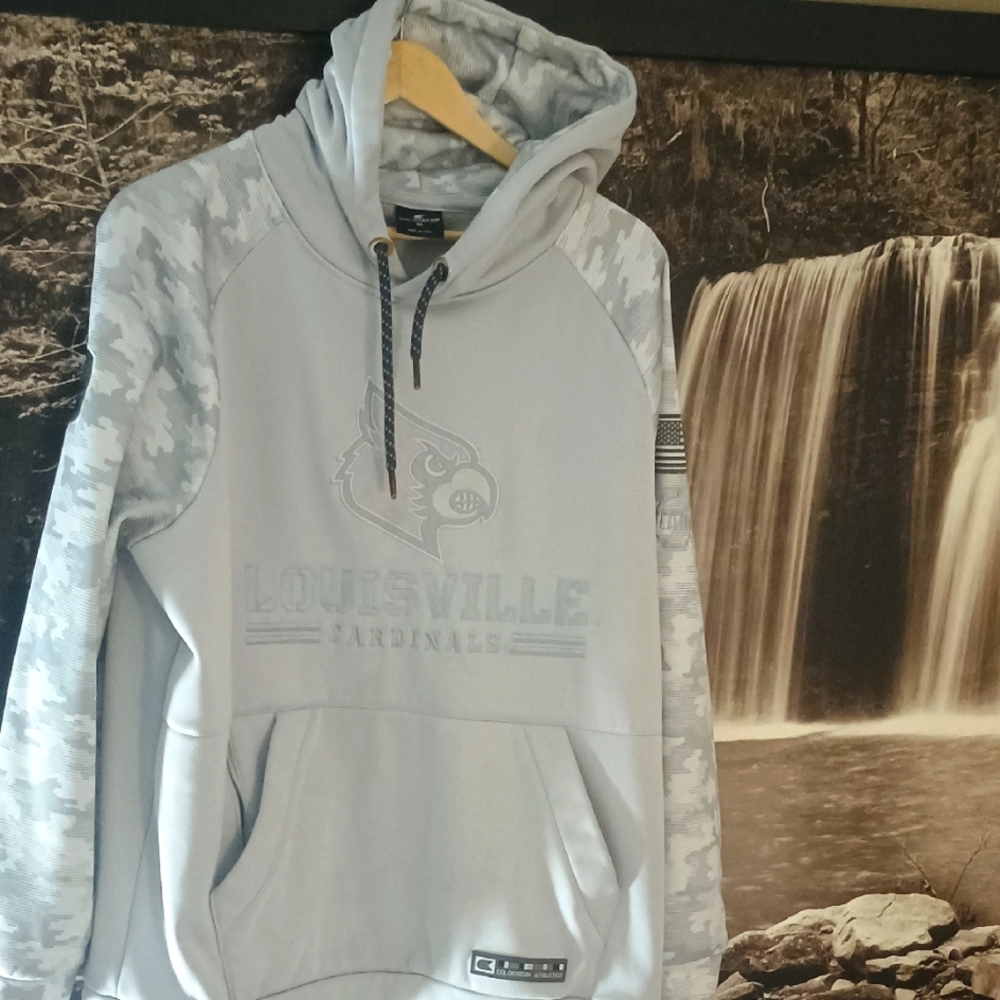 Louisville Cardinals ColosSilver/Gray Part Camo Hoodie w/zipper pocket